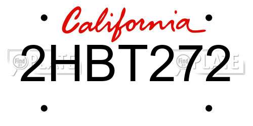 2HBT272 California License Plate