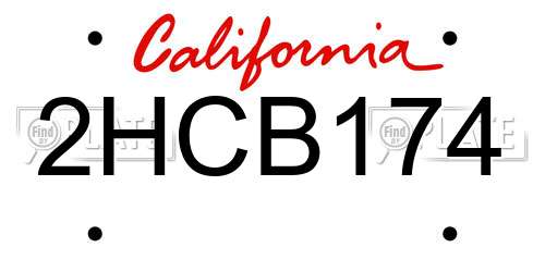 2HCB174 California License Plate