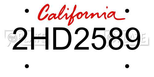 2HD2589 California License Plate