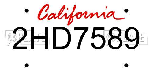 2HD7589 California License Plate