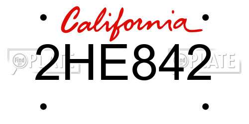 2HE842 California License Plate