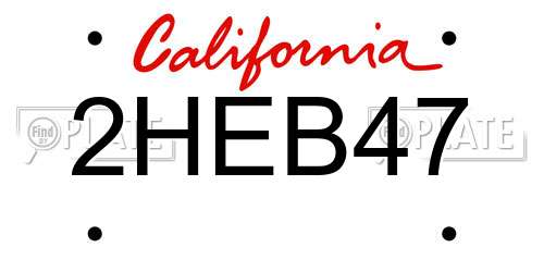 2HEB47 California License Plate