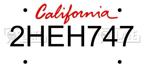 2HEH747 California License Plate