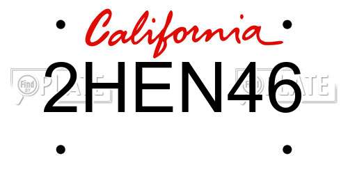 2HEN46 California License Plate