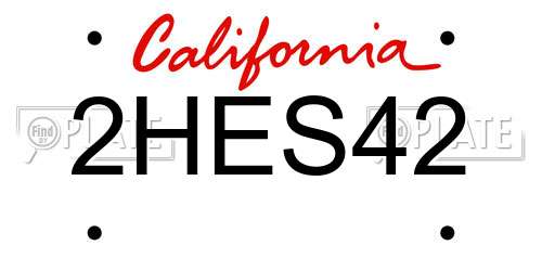 2HES42 California License Plate
