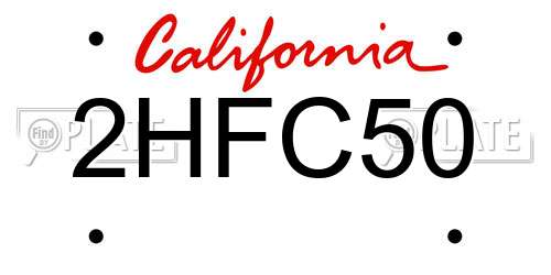 2HFC50 California License Plate