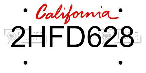 2HFD628 California License Plate