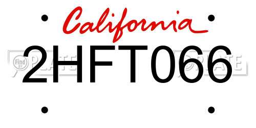 2HFT066 California License Plate