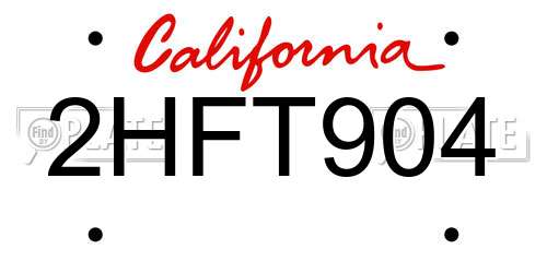 2HFT904 California License Plate