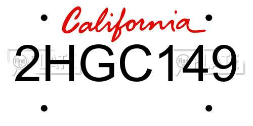 2HGC149 California License Plate