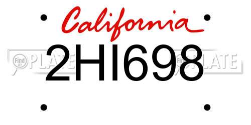2HI698 California License Plate