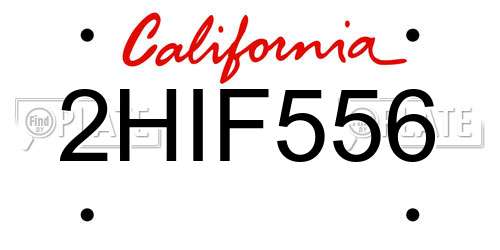 2HIF556 California License Plate