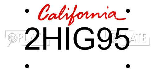 2HIG95 California License Plate