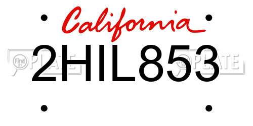 2HIL853 California License Plate