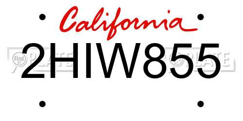 2HIW855 California License Plate
