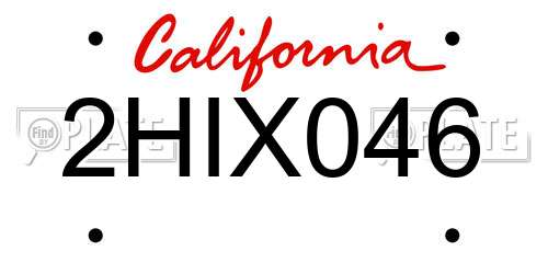 2HIX046 California License Plate