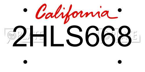 2HLS668 California License Plate