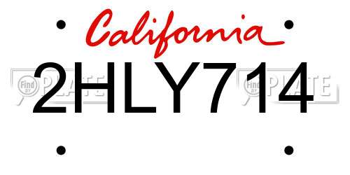2HLY714 California License Plate