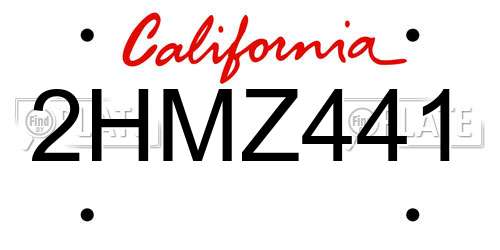 2HMZ441 California License Plate