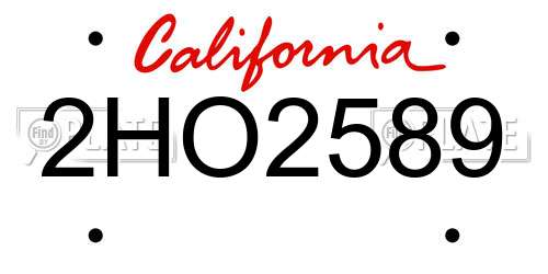 2HO2589 California License Plate