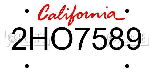 2HO7589 California License Plate