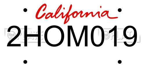 2HOM019 California License Plate