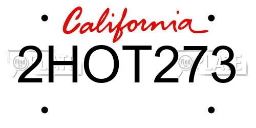 2HOT273 California License Plate