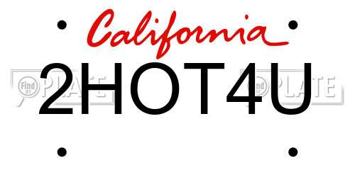 2HOT4U California License Plate