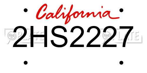2HS2227 California License Plate