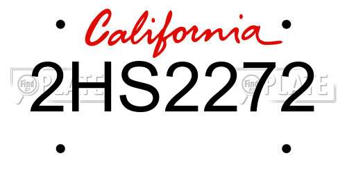 2HS2272 California License Plate