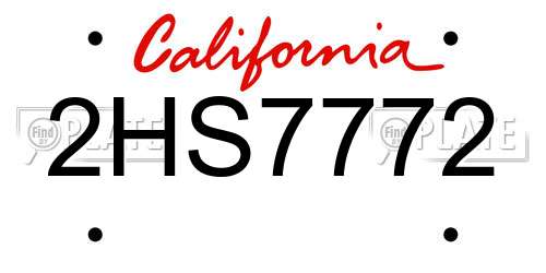 2HS7772 California License Plate