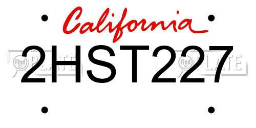 2HST227 California License Plate