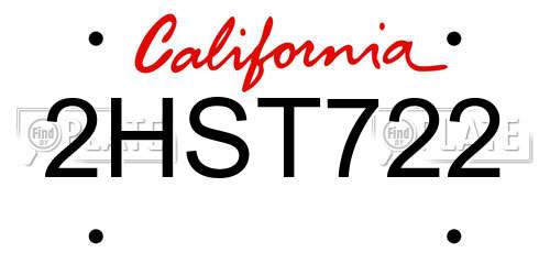 2HST722 California License Plate