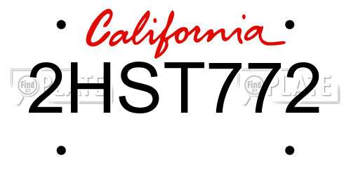 2HST772 California License Plate