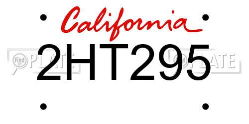 2HT295 California License Plate