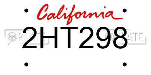 2HT298 California License Plate
