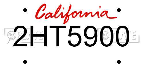 2HT5900 California License Plate