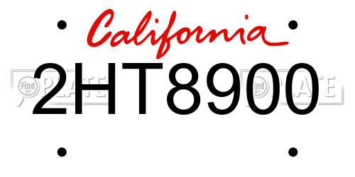 2HT8900 California License Plate