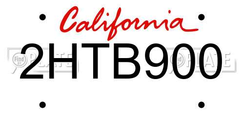 2HTB900 California License Plate
