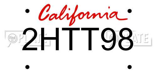 2HTT98 California License Plate