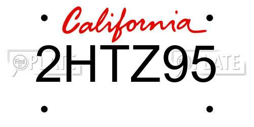 2HTZ95 California License Plate