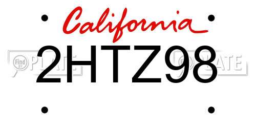 2HTZ98 California License Plate