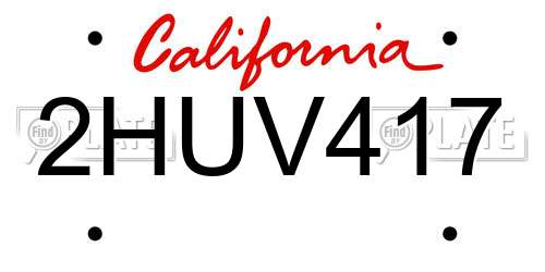 2HUV417 California License Plate