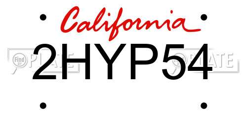 2HYP54 California License Plate