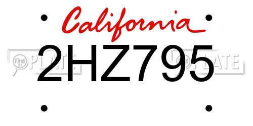 2HZ795 California License Plate