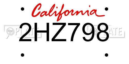 2HZ798 California License Plate