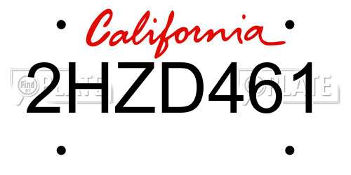 2HZD461 California License Plate