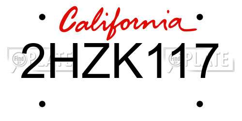 2HZK117 California License Plate