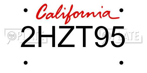 2HZT95 California License Plate