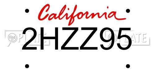 2HZZ95 California License Plate